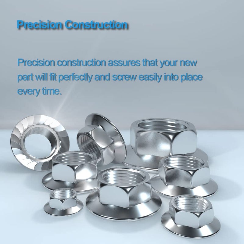 ROARADE M12x1.75 304 Lock Flange Nut Hex 304 Stainless Steel Types Serrated and Flat (M12x1.75 304 Lock Nut 8 PCS) - Image 5